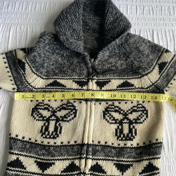 TNA zippered front sweater with grey, black & cream wool. 100% Lambswool. XS - Picture 6 of 9
